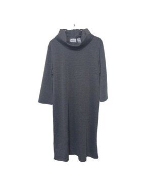 Vermont Country Store Dress Long Sleeve Turtleneck Gray Chevron Size Medium